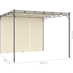 The Living Store Trädgårdspaviljong med draperier 3x3x2,25m gräddvit - Partytält & paviljoner