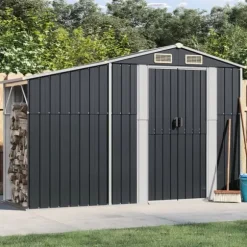 The Living Store Trädgårdsskjul antracit 277x93x179 cm galvaniserat stål - Förråd & Redskapsbodar