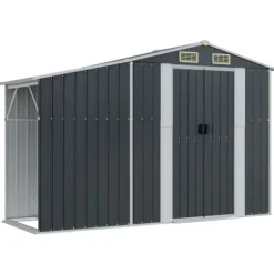 The Living Store Trädgårdsskjul antracit 277x93x179 cm galvaniserat stål - Förråd & Redskapsbodar