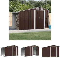The Living Store Trädgårdsskjul brun 277x192,5x179 cm galvaniserat stål - Förråd & Redskapsbodar
