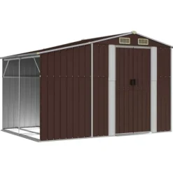 The Living Store Trädgårdsskjul brun 277x192,5x179 cm galvaniserat stål - Förråd & Redskapsbodar