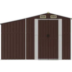The Living Store Trädgårdsskjul brun 277x192,5x179 cm galvaniserat stål - Förråd & Redskapsbodar