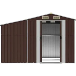 The Living Store Trädgårdsskjul brun 277x192,5x179 cm galvaniserat stål - Förråd & Redskapsbodar