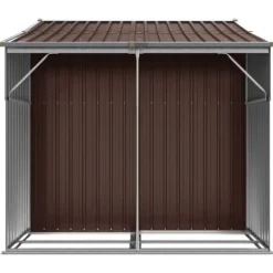 The Living Store Trädgårdsskjul brun 277x192,5x179 cm galvaniserat stål - Förråd & Redskapsbodar