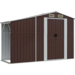 The Living Store Trädgårdsskjul brun 277x192,5x179 cm galvaniserat stål - Förråd & Redskapsbodar