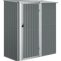 The Living Store Trädgårdsskjul grå 180,5x97x209,5 cm galvaniserat stål - Förråd & Redskapsbodar