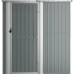 The Living Store Trädgårdsskjul grå 180,5x97x209,5 cm galvaniserat stål - Förråd & Redskapsbodar