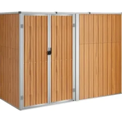 The Living Store Trädgårdsskjul brun 225x89x161 cm galvaniserat stål - Förråd & Redskapsbodar