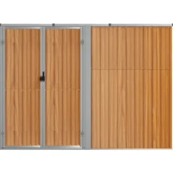 The Living Store Trädgårdsskjul brun 225x89x161 cm galvaniserat stål - Förråd & Redskapsbodar