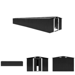 The Living Store Trädgårdsskjul antracit 257x990x181 cm galvaniserat stål - Förråd & Redskapsbodar