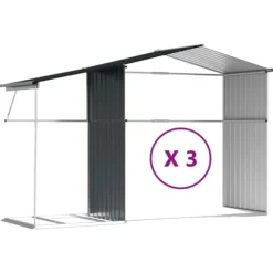 The Living Store Trädgårdsskjul antracit 277x365,5x179 cm galvaniserat stål - Förråd & Redskapsbodar