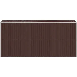 The Living Store Trädgårdsskjul mörkbrun 192x440x223 cm galvaniserat stål - Förråd & Redskapsbodar