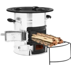 The Living Store Vedeldad campingspis silver 51,5x35x30,5 cm rostfritt stål - Öppna spisar