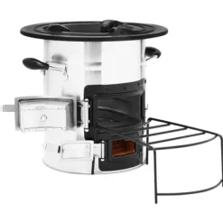 The Living Store Vedeldad campingspis silver 51,5x35x30,5 cm rostfritt stål - Öppna spisar