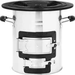 The Living Store Vedeldad campingspis silver 51,5x35x30,5 cm rostfritt stål - Öppna spisar