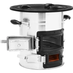 The Living Store Vedeldad campingspis silver 51,5x35x30,5 cm rostfritt stål - Öppna spisar