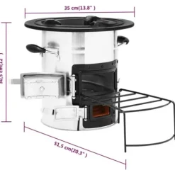 The Living Store Vedeldad campingspis silver 51,5x35x30,5 cm rostfritt stål - Öppna spisar