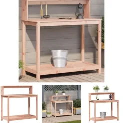 The Living Store Växtbord med hyllor 108x50x109,5 cm massivt douglasträ - Växtställ