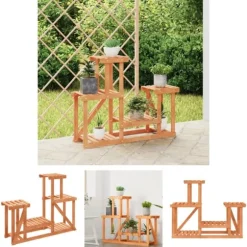 The Living Store Växtställ 90x25x73,5 cm massivt granträ - Växtställ