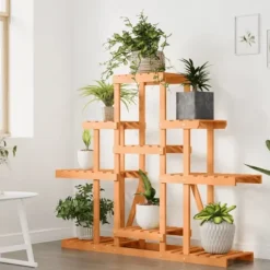 The Living Store Växtställ 110x25x96 cm massivt granträ - Växtställ