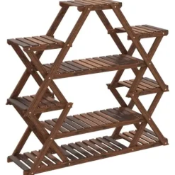 The Living Store Växtställ 110x25x105 cm massivt granträ - Växtställ