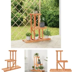 The Living Store Växtställ 81x25x75,5 cm massivt granträ - Växtställ