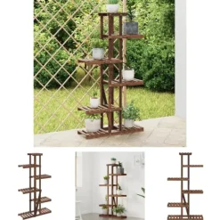 The Living Store Växtställ 75x25x140,5 cm massivt granträ - Växtställ