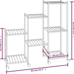 The Living Store Växtställ på hjul 83x25x83,5 cm svart järn - Växtställ