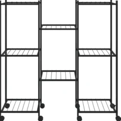 The Living Store Växtställ på hjul 83x25x83,5 cm svart järn - Växtställ