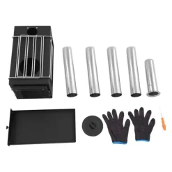 Tältugn, 5-sektions skorsten, bärbar och hållbar,svart