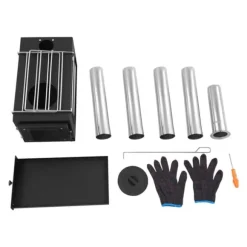 Tältugn, 5-sektions skorsten, bärbar och hållbar,svart