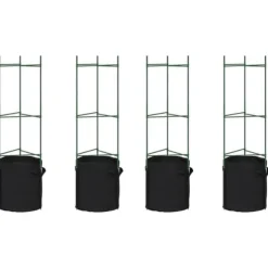 Tomatburar med växtpåsar - Justerbart stålstöd för tomater och vinrankor | Färg: Grön | Storlek: 116 cm | 4 st