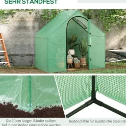 Tomatväxthus 180x100x168 cm, stål/PVC, med dörr & fönster – trädgårdsdrivhus