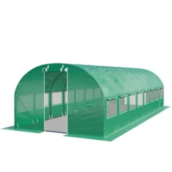 TOOLPORT Tunnelväxthus Växthus 4x8m stabil & hållbar med fönster - 180 g/m² tjock PE-presenning grön transparent