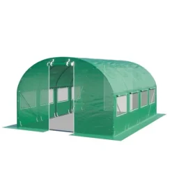 TOOLPORT Tunnelväxthus Växthus 3x4m stabil & hållbar med fönster - 180 g/m² tjock PE-presenning grön transparent
