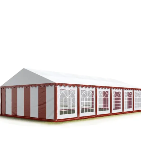 TOOLPORT 6x12 m partytält marquee PVC ca. 500g/m² röd-vit