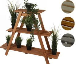 Trä blomsterställning 79x101x26 cm - RP/ 3-nivå/ Brun