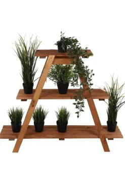 Trä blomsterställning 79x101x26 cm - RP/ 3-nivå/ Brun