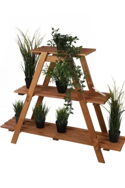 Trä blomsterställning 79x101x26 cm - RP/ 3-nivå/ Brun