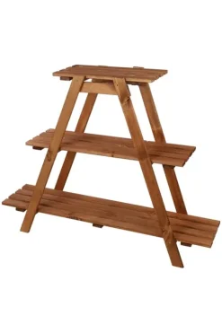 Trä blomsterställning 79x101x26 cm - RP/ 3-nivå/ Brun