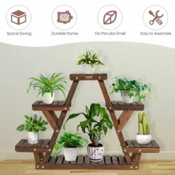 Trä Plantstånd, 99×25×65 cm, Kolsvart