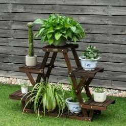 Trä Plantstånd, 99×25×65 cm, Kolsvart