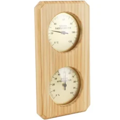 Träbastuhygrotermograf Guldplatta 0 till 120 Celsius 0 till 100 Fuktighetsbastutermometer för inomhusfamilj