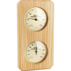 Träbastuhygrotermograf Guldplatta 0 till 120 Celsius 0 till 100 Fuktighetsbastutermometer för inomhusfamilj