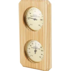 Träbastuhygrotermograf Guldplatta 0 till 120 Celsius 0 till 100 Fuktighetsbastutermometer för inomhusfamilj