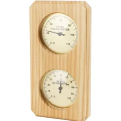Träbastuhygrotermograf Guldplatta 0 till 120 Celsius 0 till 100 Fuktighetsbastutermometer för inomhusfamilj