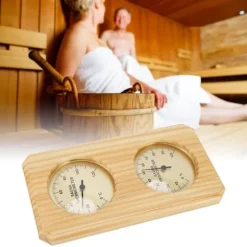 Träbastutermometer Hygrometer Guldpläterad 0 till 120 grader Celsius 0 till 100 fuktighetsbastutermometer för inomhusbruk