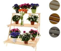 Träblomsterlåda 65x65x46 cm - RP/ 3-nivå/ Naturlig