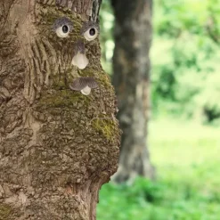 Trädansikte trädgårdsprydnad, 6x5,5x2 cm, flerfärgad, polyresin