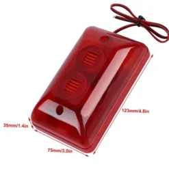 Trådbundet Strobe Siren Alarm med 12V 15W ljud och blinkande rött ljus för Home Hotel